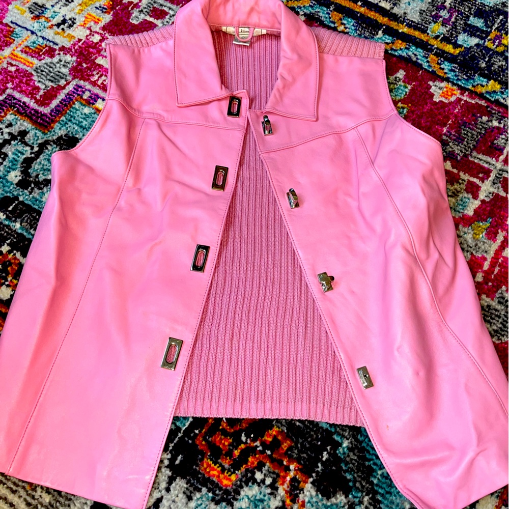 Pink Leather Vest y2k 90s